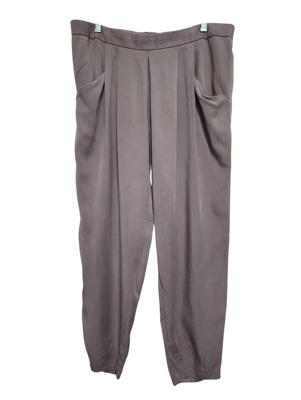 Eileen Fisher Women's Taupe Gray Pleated Tapered Pull On Pants SZ Large